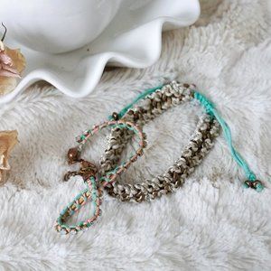 🎉 GOLD + BABY BLUE weaved bracelet set